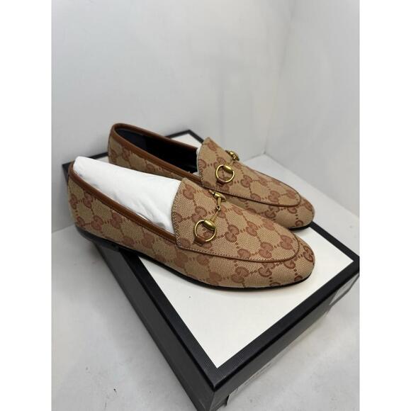 Gucci Jordaan Horsebit Logo-Embroidered Loafers New Size 35 - Picture 1 of 7